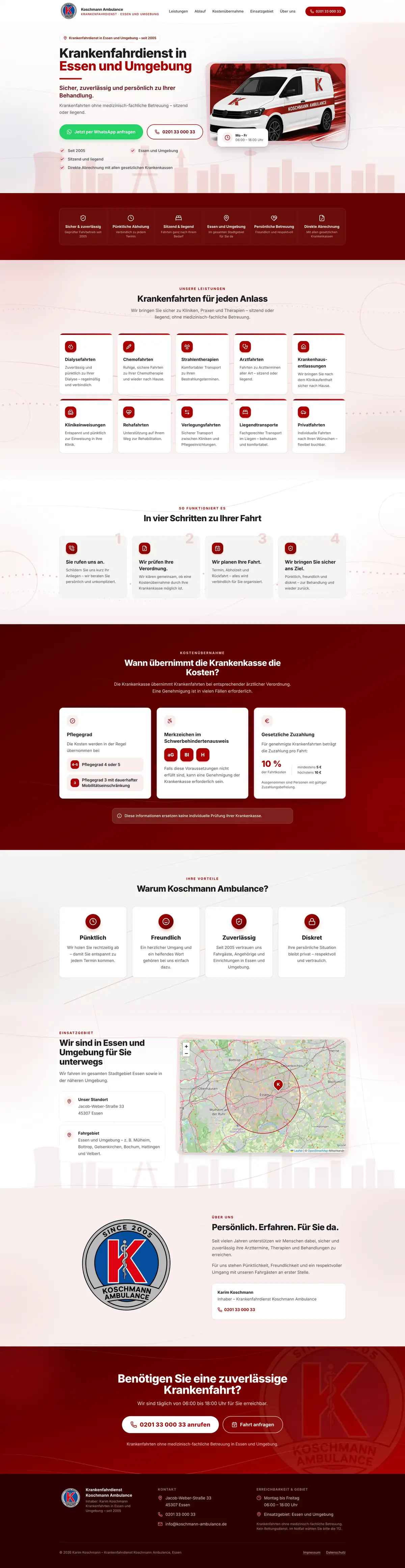 Website von Koschmann Ambulance – Krankenfahrdienst in Essen